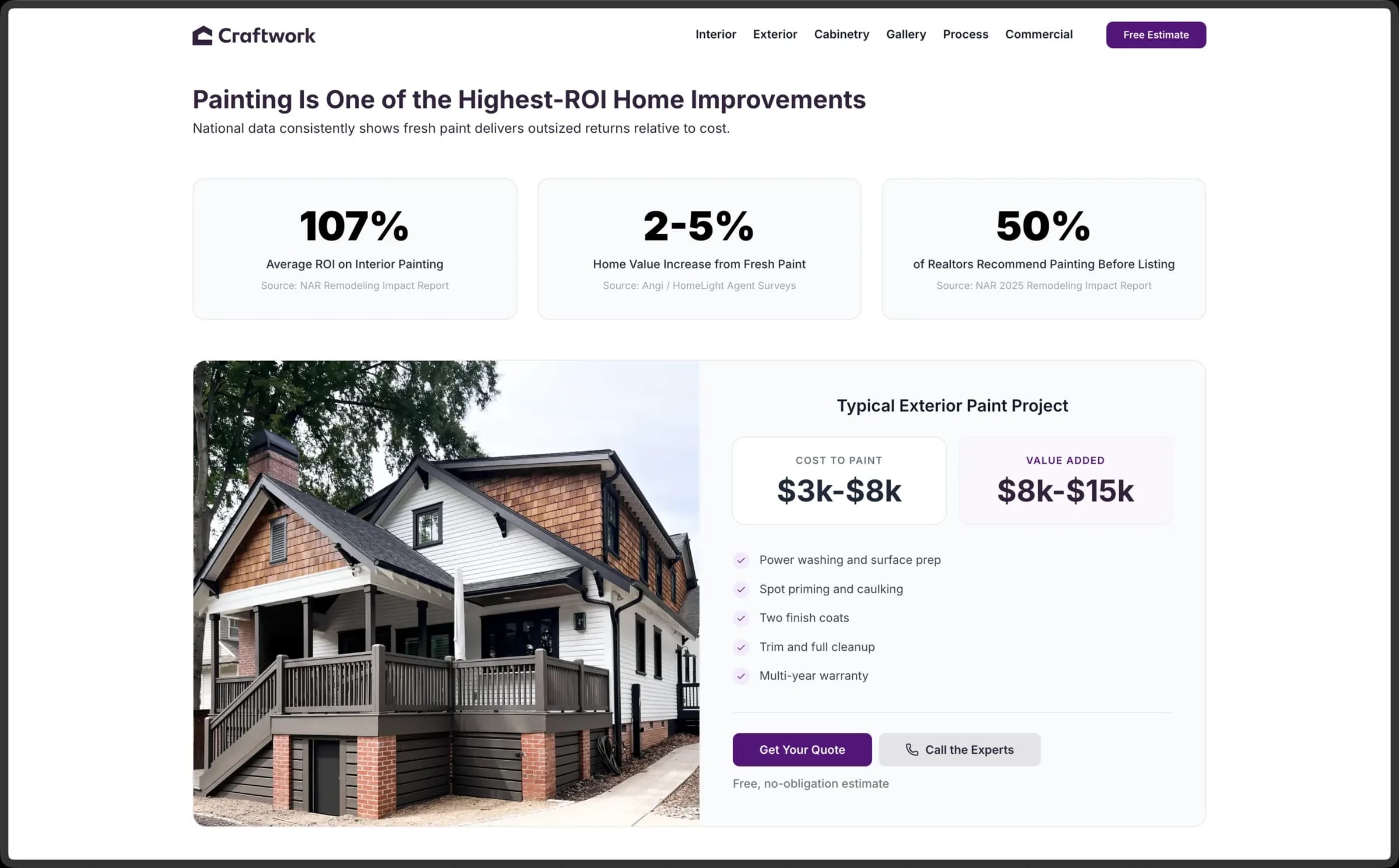 Citation-driven CRO block stack with sourced stats and cost-and-value card